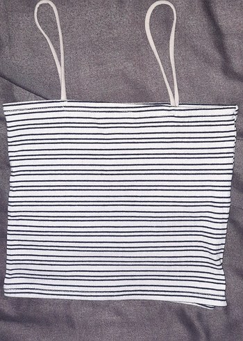 2li Beyaz ve Çizgili Crop - Görsel 3