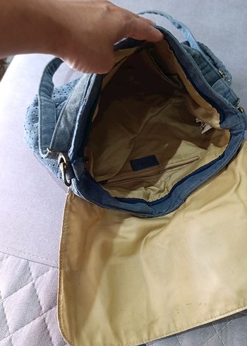 Gri Mavi Batik Desenli Kot Kadın Çanta