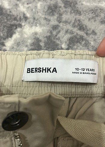 Kemerli Bej Kadın Çocuk Keten Şort - Görsel 3