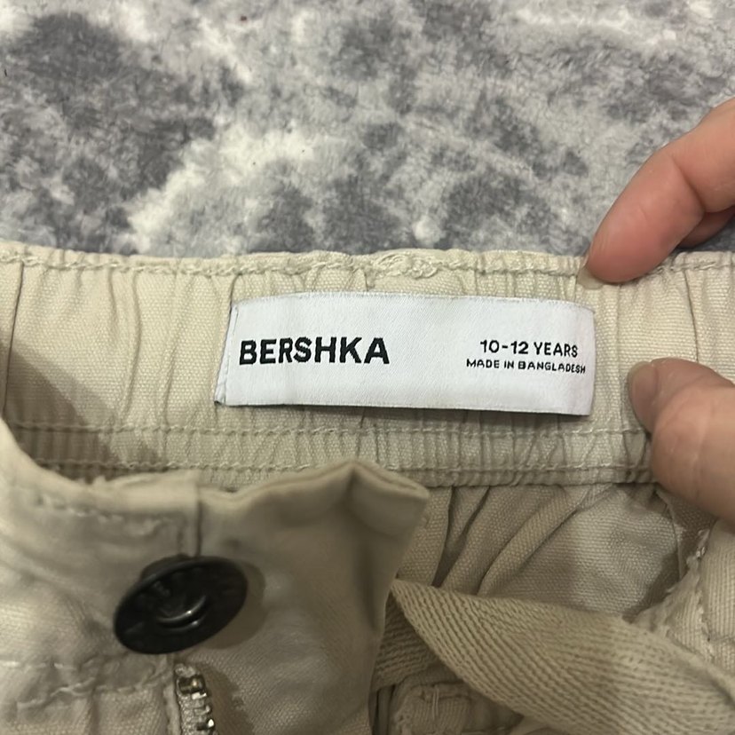 Kemerli Bej Kadın Çocuk Keten Şort - Görsel 3