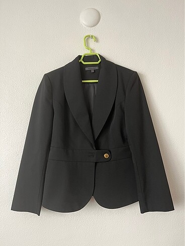 Siyah belden düğmeli blazer ceket