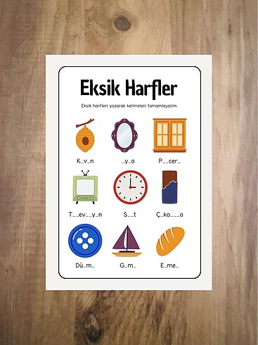 EKSİK HARFLER EŞLEŞTİRME ETKİNLİĞİ