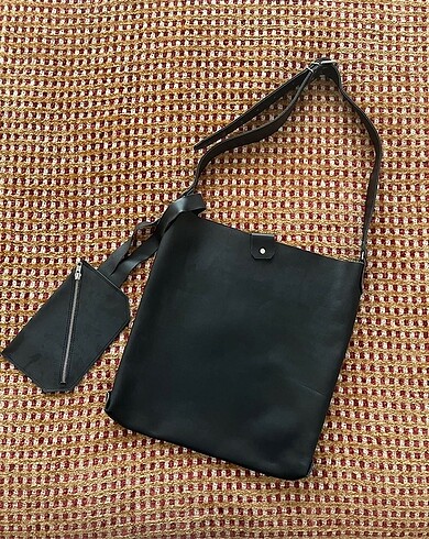 Beden siyah Renk Hk leather works siyah deri çanta