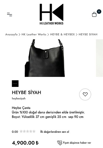 Beden Hk leather works siyah deri çanta