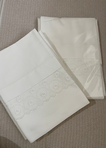 Nakışlı kırık beyaz tek kişilik çarşaf Takımı - Görsel 4