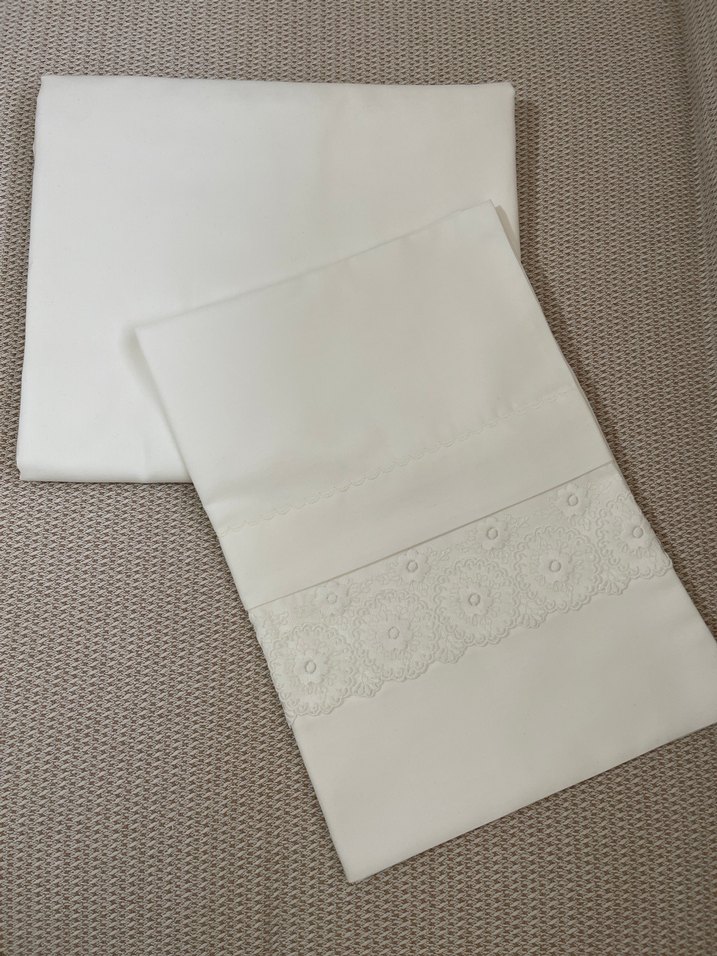 Nakışlı kırık beyaz tek kişilik çarşaf Takımı - Görsel 3