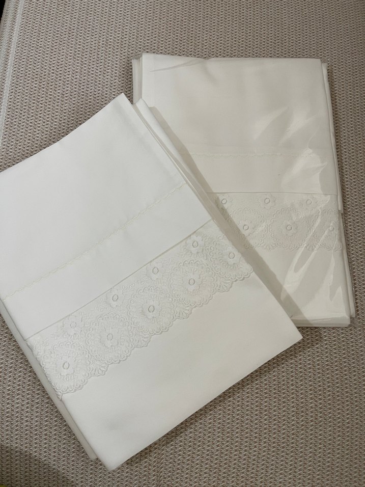 Nakışlı kırık beyaz tek kişilik çarşaf Takımı - Görsel 4