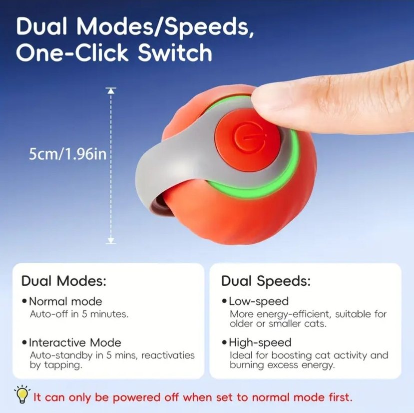 Şarjlı, Yuvarlanan Elektronik Kedi Topu - Görsel 3