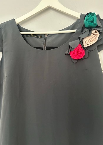 42 Beden gri Renk Kısa Kollu Gri elbise