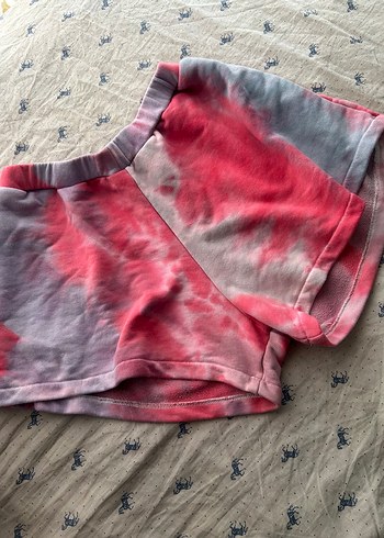 Diğer Pembe Batik Desenli Mini Şort