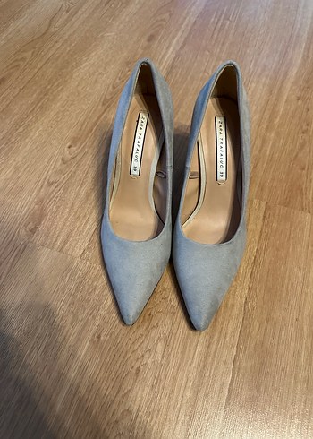 Gri Süet Stiletto Kadın Topuklu Ayakkabı