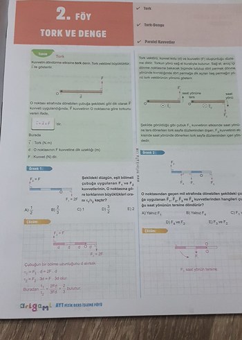  Beden Renk ORİGAMİ Sayfa Sayfa AYT Fizik Soru Foyu