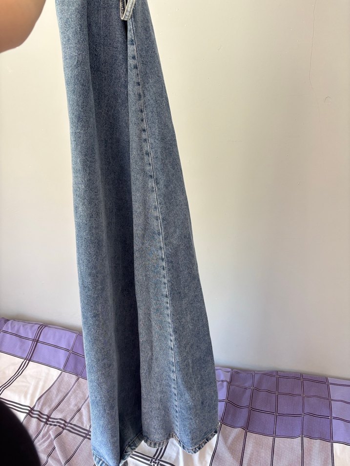 Mavi kot çam model elbise - Görsel 4