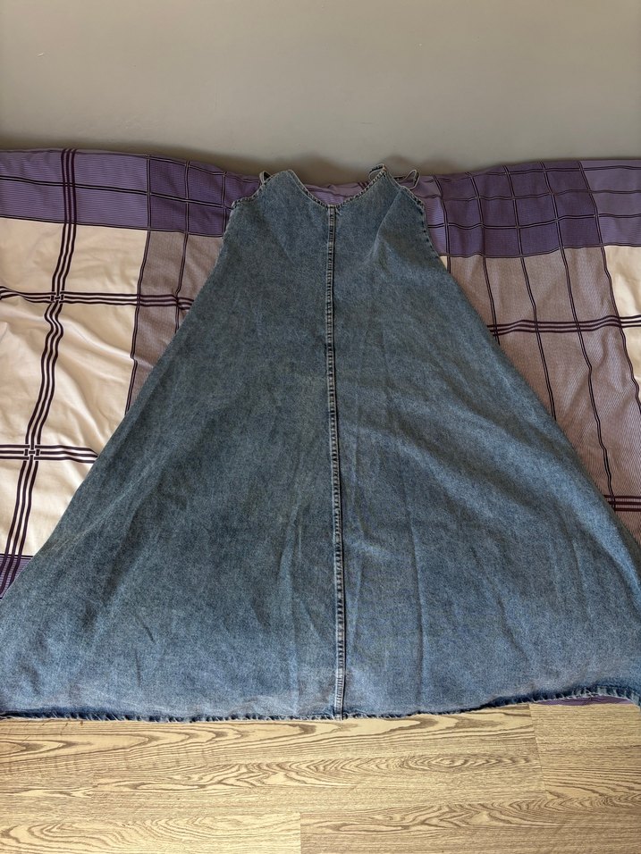 Mavi kot çam model elbise - Görsel 2