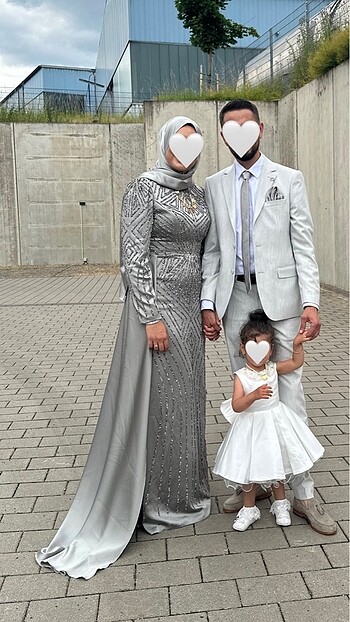Şal ile beraber taşlı abiye