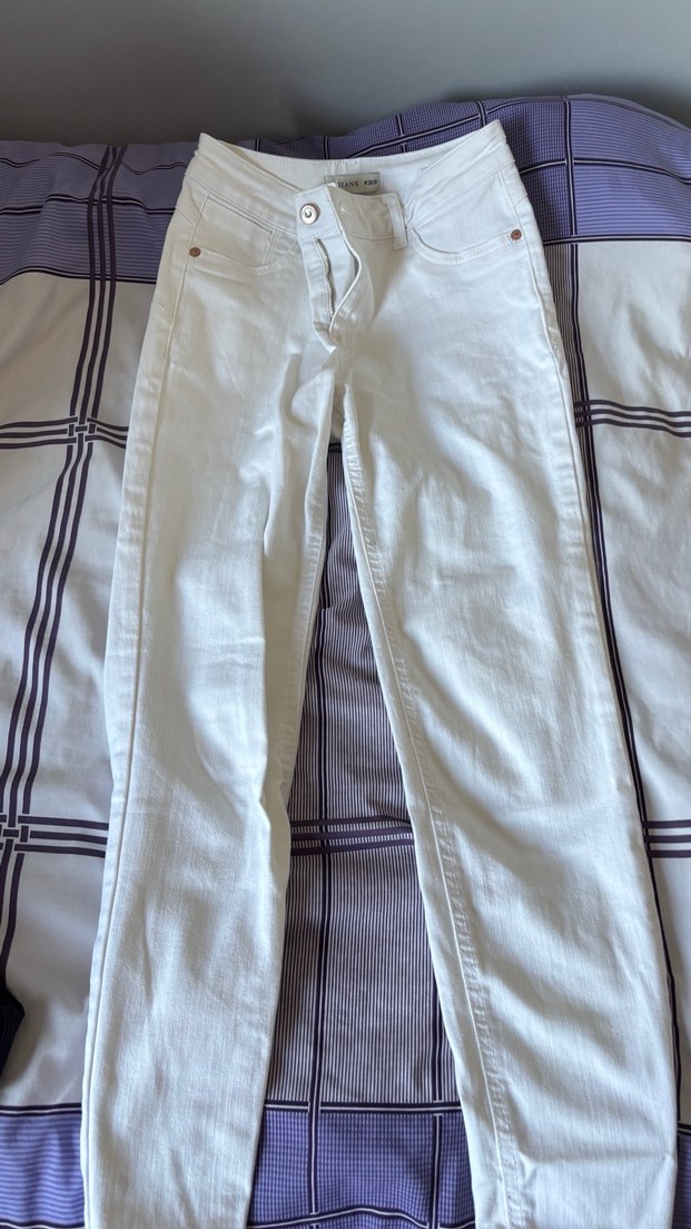 Kadın Beyaz Midi Boy Pamuklu Jean - Görsel 2