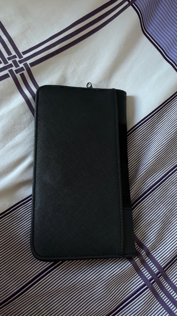 Siyah Yılan Desenli Deri Fermuarlı Kadın Cüzdan - Görsel 2