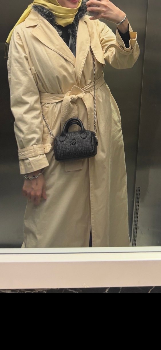 Armine  sarı Kemerli Uzun Kadın Trençkot - Görsel 2