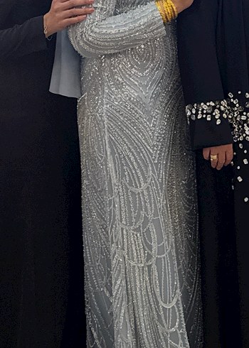 Bebe mavisi Abiye Elbise şal ile beraber - Görsel 4