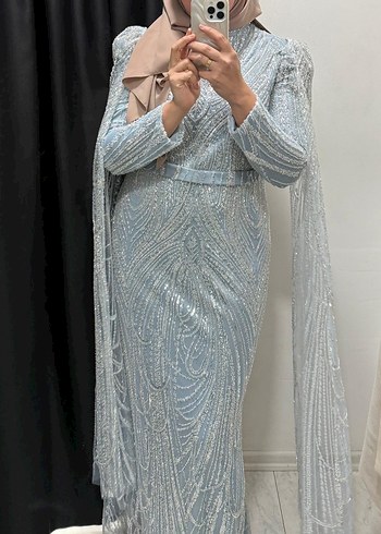 Bebe mavisi Abiye Elbise şal ile beraber - Görsel 2