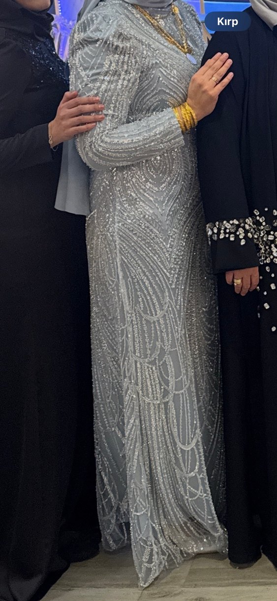 Bebe mavisi Abiye Elbise şal ile beraber - Görsel 4