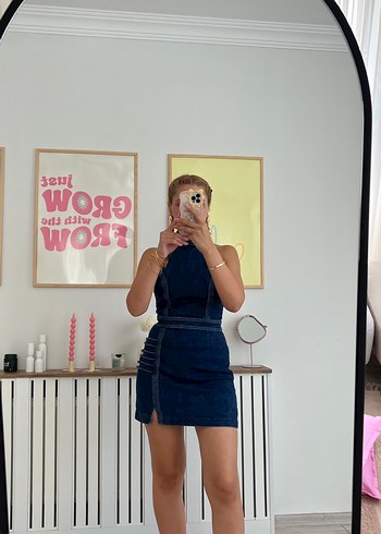 Kadın Lacivert Mini Denim Elbise