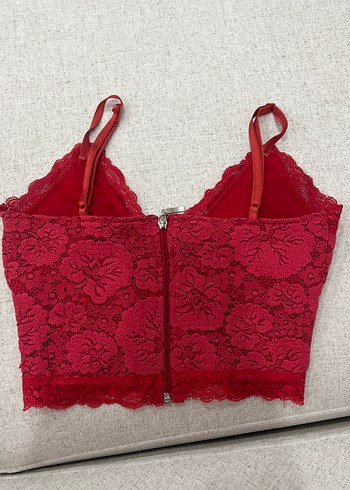 s Beden Kırmızı Nakışlı Bohem Bralet