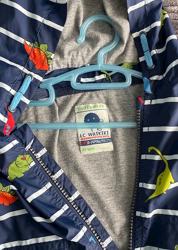 Çocuk Çok Renkli Kapüşonlu Fermuarlı Yağmurluk - Görsel 3