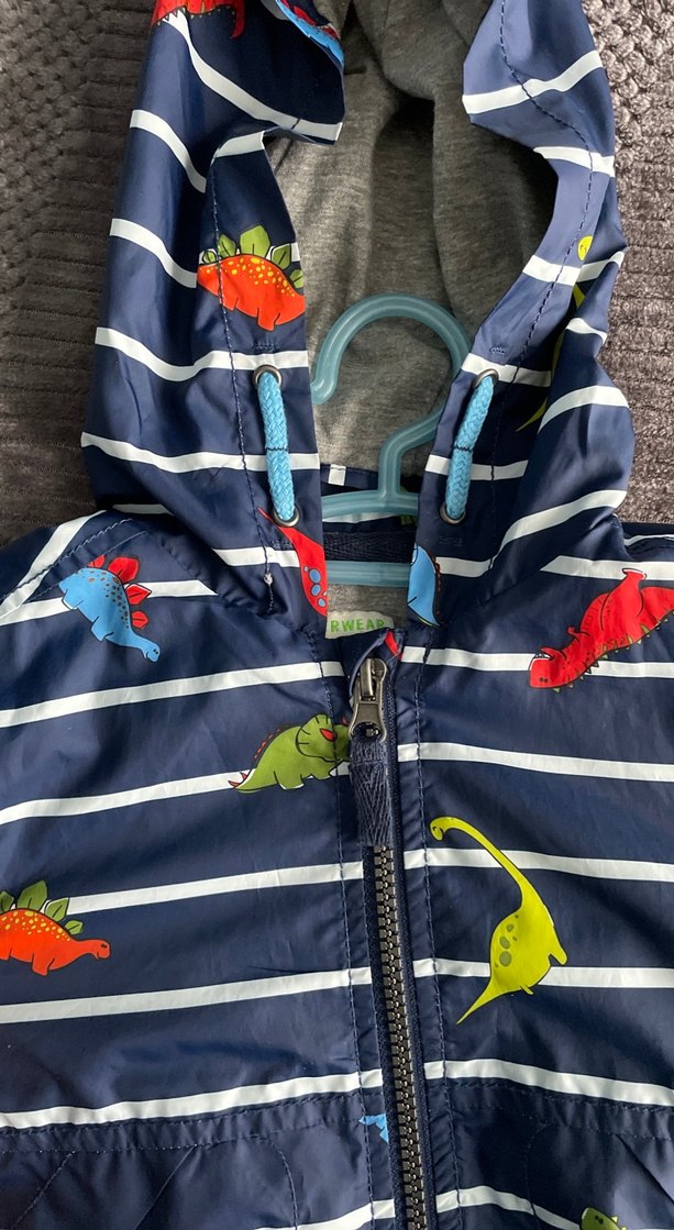 Çocuk Çok Renkli Kapüşonlu Fermuarlı Yağmurluk - Görsel 2