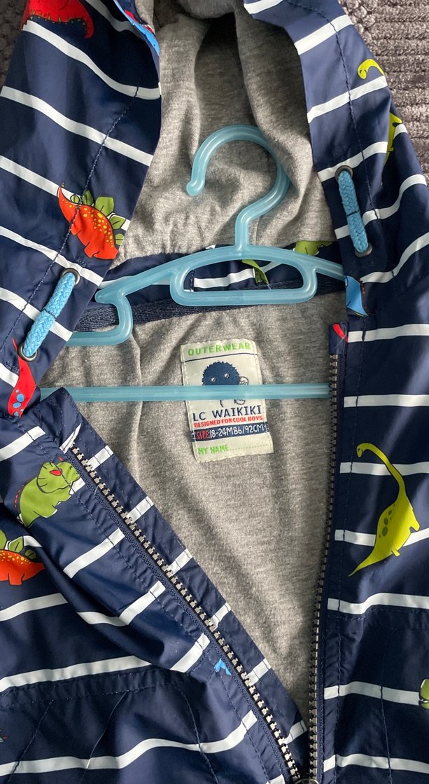 Çocuk Çok Renkli Kapüşonlu Fermuarlı Yağmurluk - Görsel 3