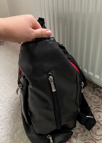 Anne bebek çantasıFermuarlı Siyah Deri Kadın Çantası - Görsel 4