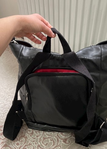 Anne bebek çantasıFermuarlı Siyah Deri Kadın Çantası - Görsel 6