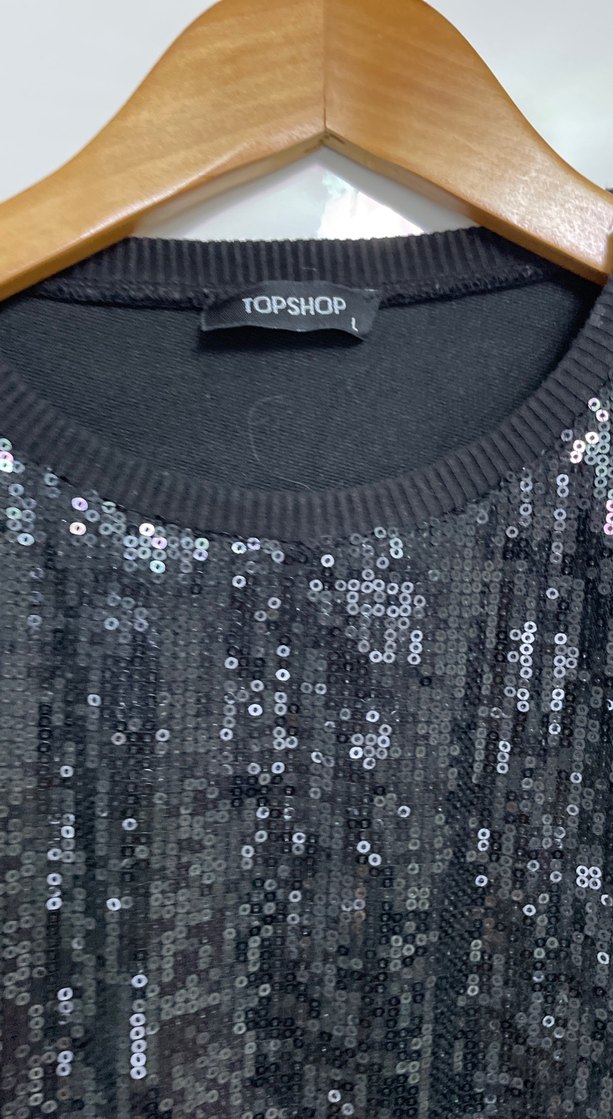 Kadın Siyah Payetli Uzun Kollu Sweatshirt - Görsel 3