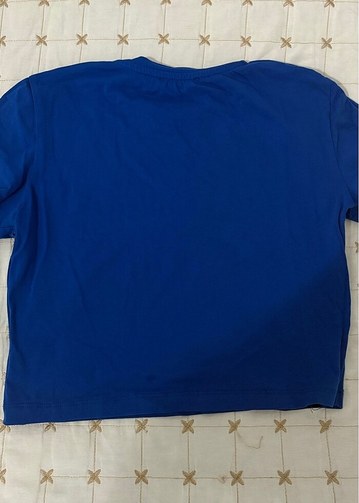 zara lacivert basic crop - Görsel 4