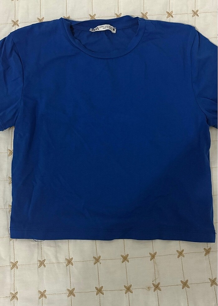 zara lacivert basic crop - Görsel 3