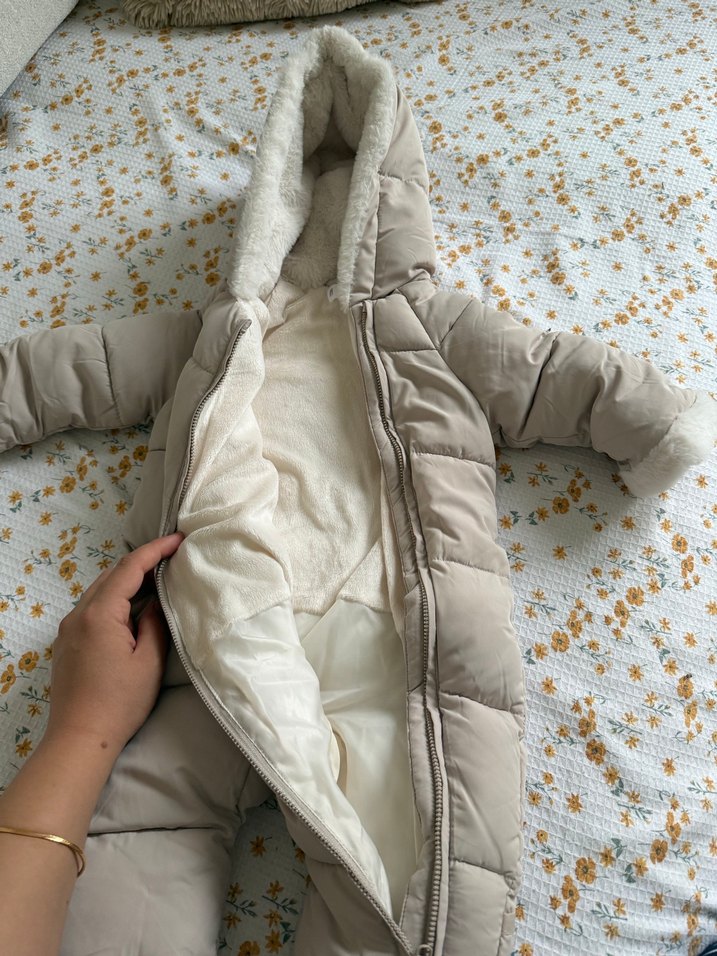 Kürklü Bebek Kış Tulumu Gri - Görsel 3