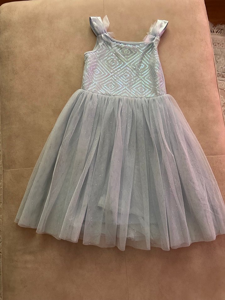 Kız Çocuk mavi Pilili Askılı Elbise - Görsel 3