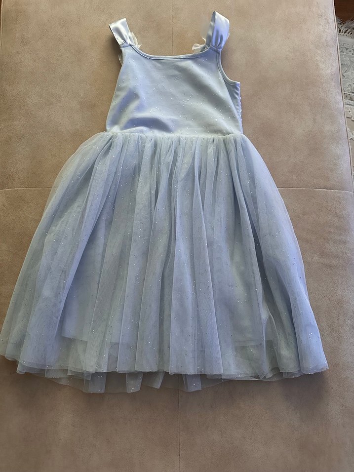 Kız Çocuk mavi Pilili Askılı Elbise - Görsel 2