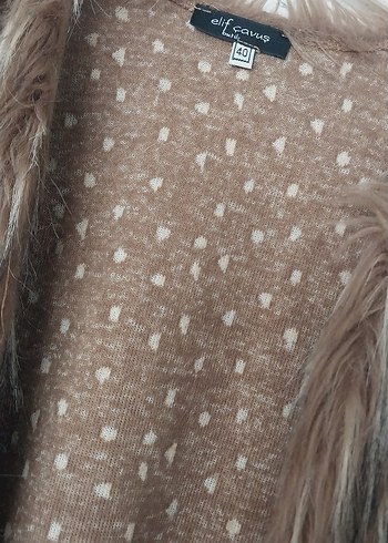 Kahverengi Kürklü Uzun Kadın Yelek - Görsel 4