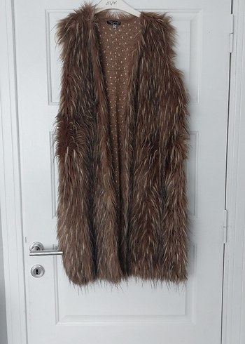 Kahverengi Kürklü Uzun Kadın Yelek - Görsel 2