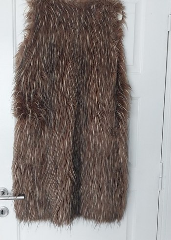 Kahverengi Kürklü Uzun Kadın Yelek - Görsel 3