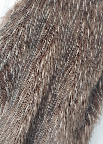 Kahverengi Kürklü Uzun Kadın Yelek - Görsel 5