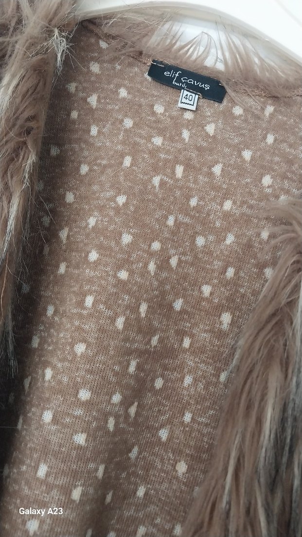 Kahverengi Kürklü Uzun Kadın Yelek - Görsel 4