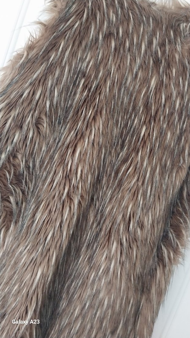 Kahverengi Kürklü Uzun Kadın Yelek - Görsel 5