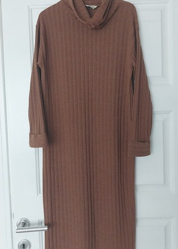 Kadın Kahverengi Yumuşak Dokulu Uzun Elbise - Görsel 2