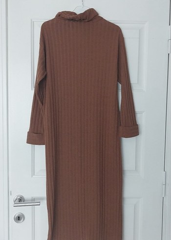 Kadın Kahverengi Yumuşak Dokulu Uzun Elbise - Görsel 3