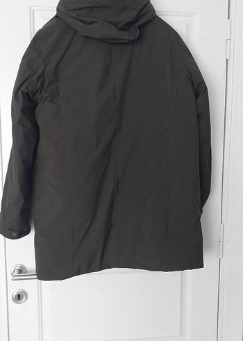 Kapüşonlu Düğmeli haki Erkek Kaban - Görsel 3