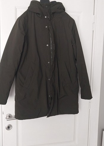 Kapüşonlu Düğmeli haki Erkek Kaban - Görsel 2