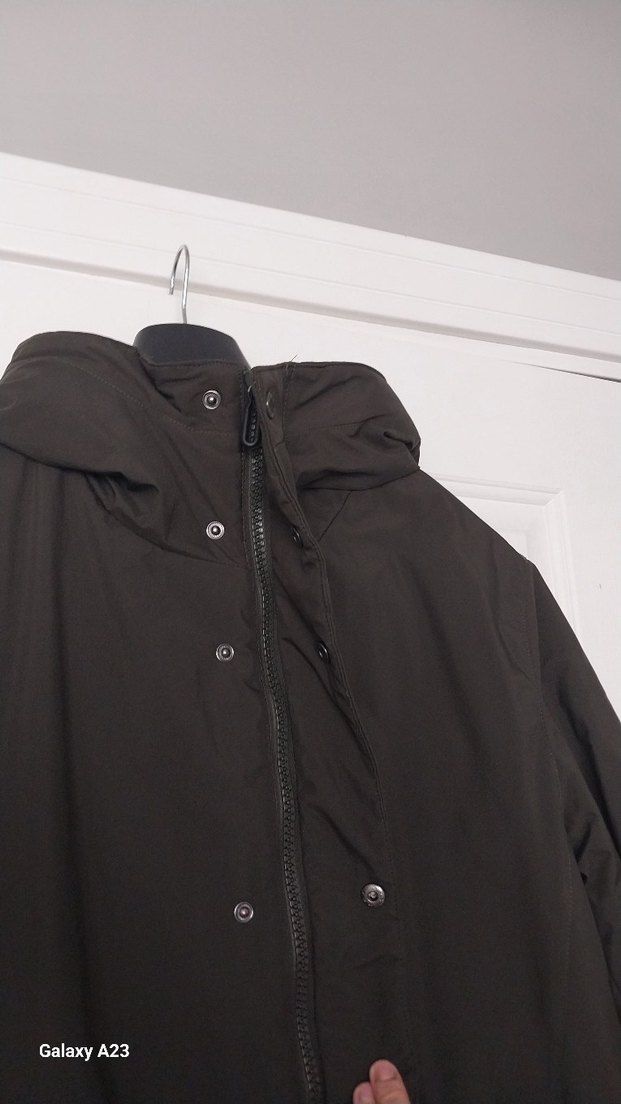 Kapüşonlu Düğmeli haki Erkek Kaban - Görsel 4