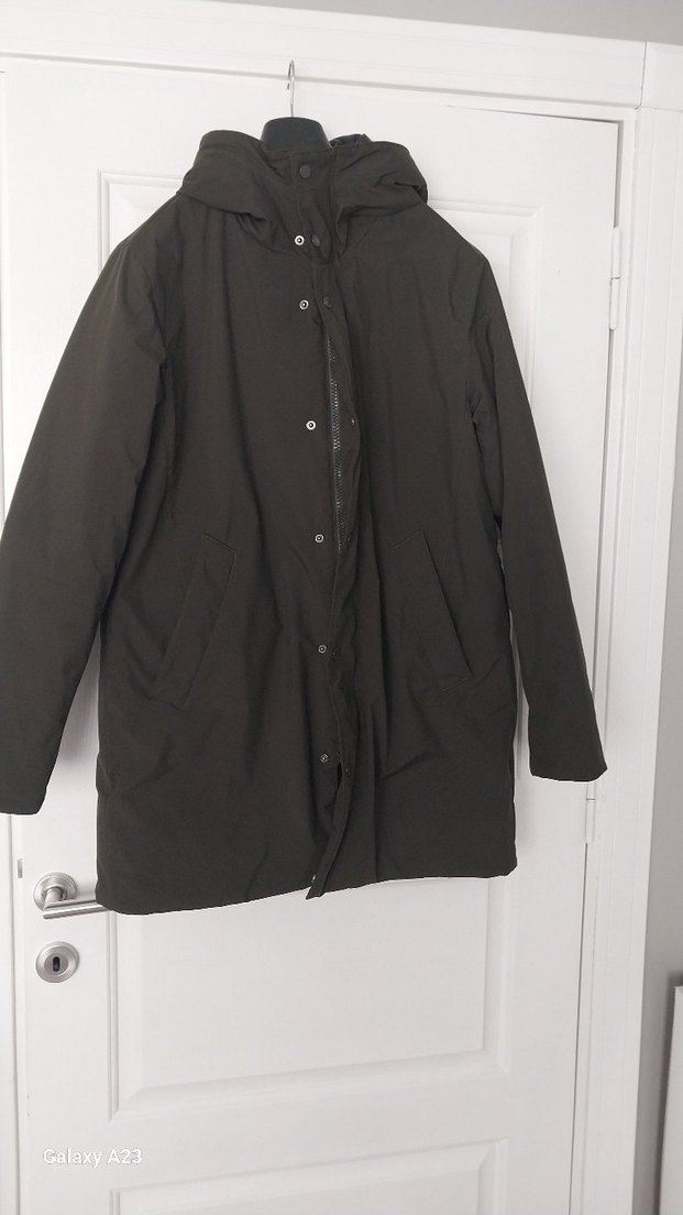 Kapüşonlu Düğmeli haki Erkek Kaban - Görsel 2